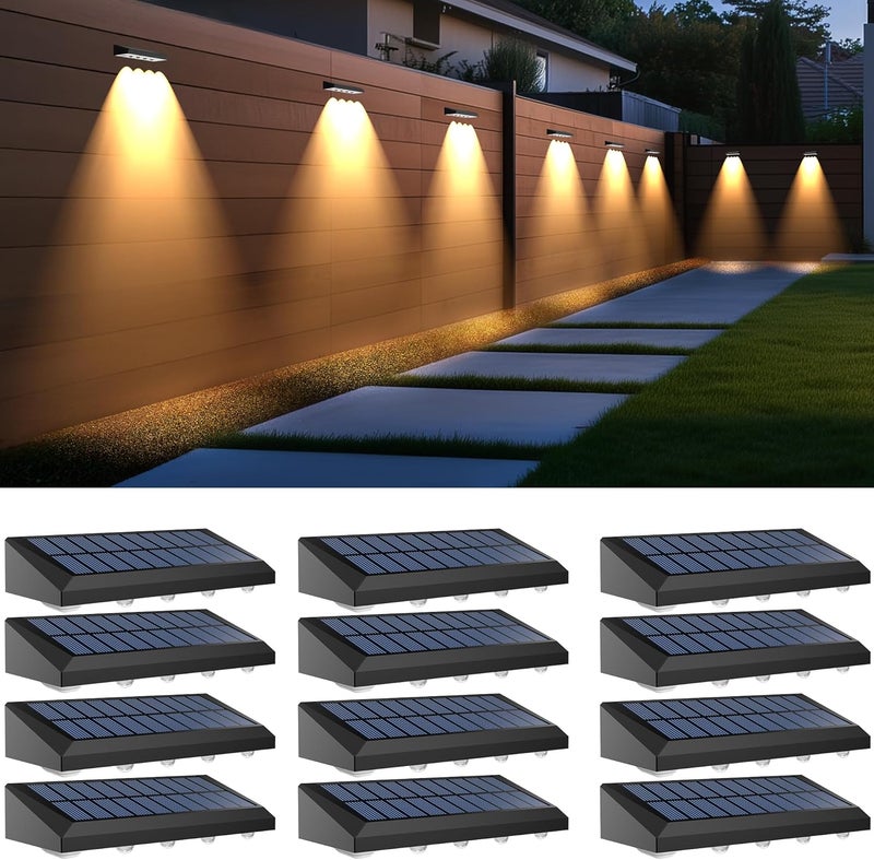 AUDLES Solar Fence Lights Outdoor Waterproof IP65, 12 Pack Fence Lights Solar Powered 60 Lumens Auto On/Off Step Wall Lights Outside Decorations for Yard, Porch, Patio, Stairs, Pool, Deck, Garden- Warm Light - Image 1